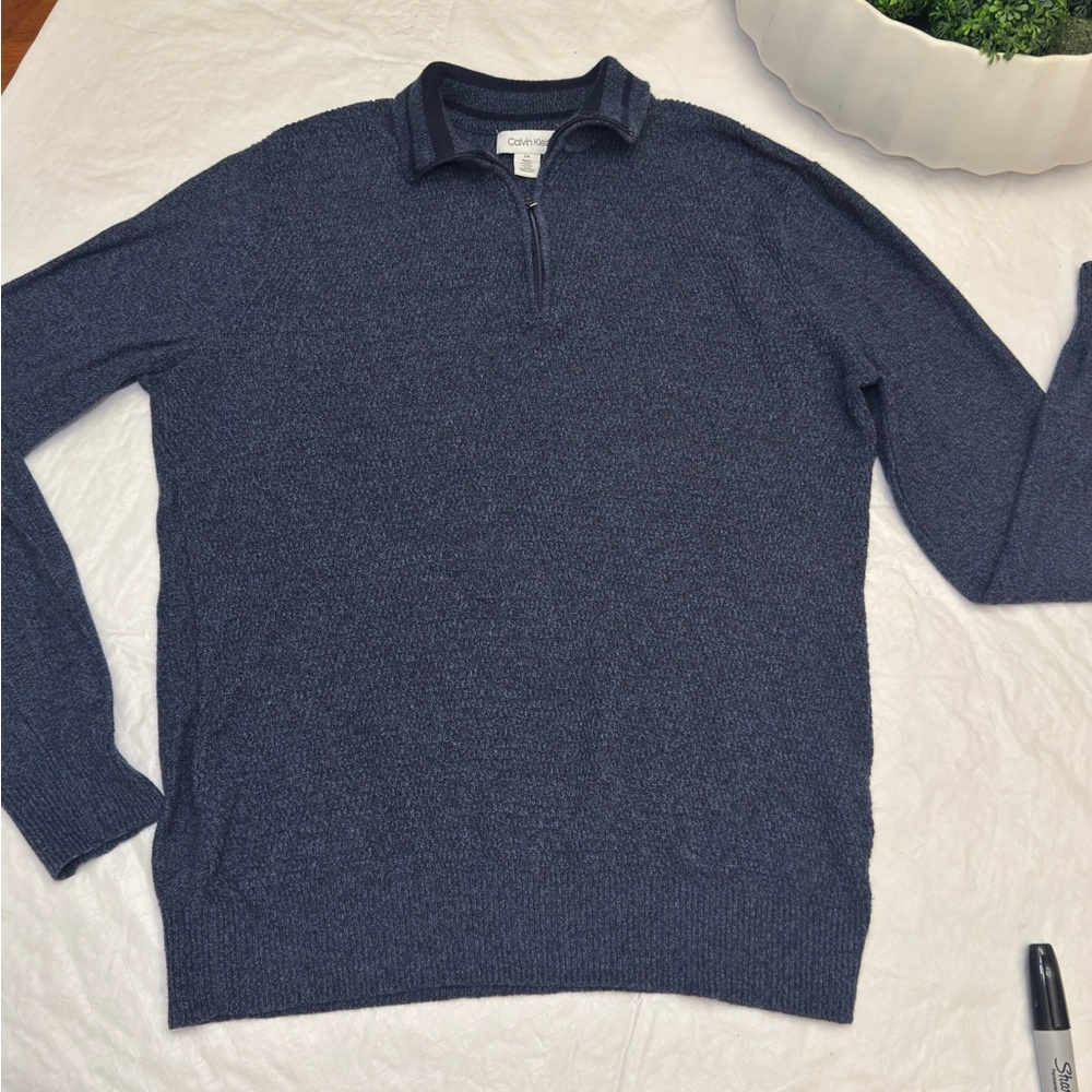 Calvin Klein Men's Navy Zip-Up Sweater